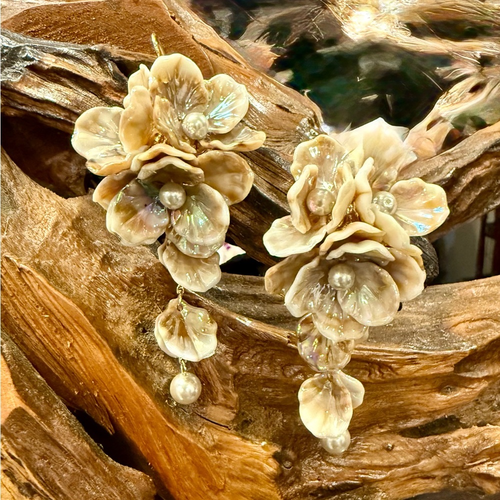 Floral Pearl Dangle Earrings